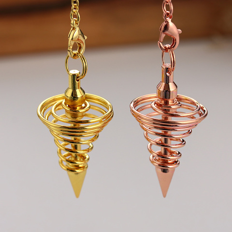 1Pcs Metal Pendulum Pendulo Radiestesia Pendulums for Dowsing Spiral Cone Antique Gold Silver Color Pyramid Pendule Reiki Amulet ► Photo 1/6