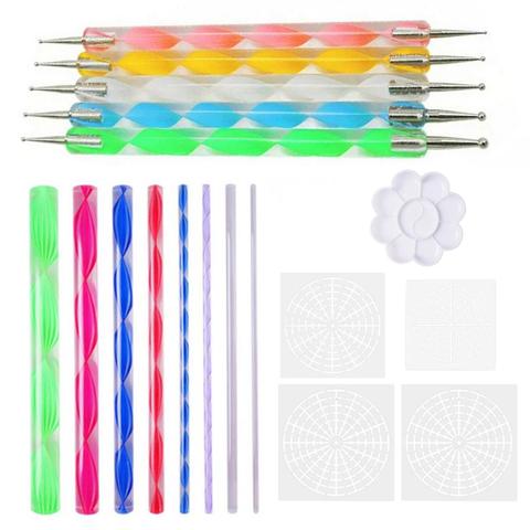 18PCS Mandala Painting Dotting Tools with Dotting Rods Ball Stylus Pens Stencils Paint Tray for Wood Canva Rocks Fabric Wall Art ► Photo 1/6