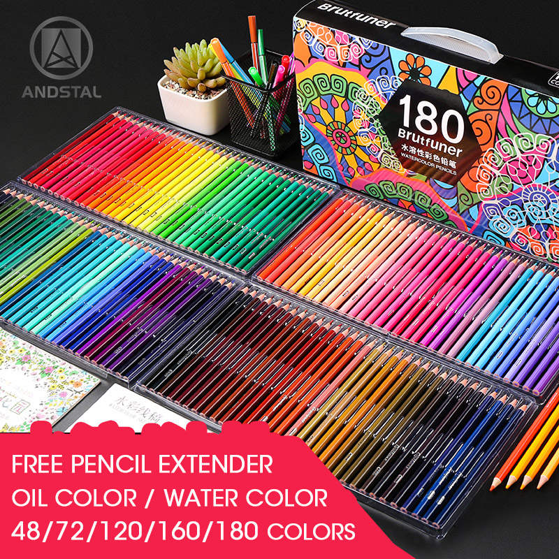 Brutfuner 48/72/120/160/180 Color Professional Oil Color Pencils Set Wood  Soft Watercolor Pencil For Drawing Sketch Art Supplies - AliExpress