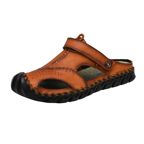 New Casual Men Soft Sandals Comfortable Men Summer Leather Men's slippers Men Roman Summer Outdoor Beach Sandals Big Size 38-48 ► Photo 1/6