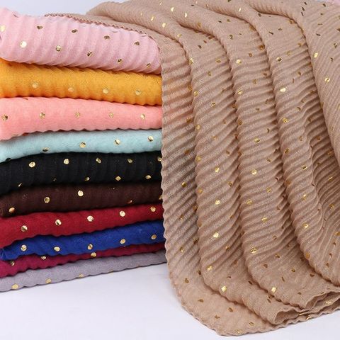 Beautiful Shiny Women Scarf Muslim Hijabs Crinkled Headscarf Wraps Hot Glitter Dot Turban Pleated Cotton Long Shawl 200x90cm ► Photo 1/6