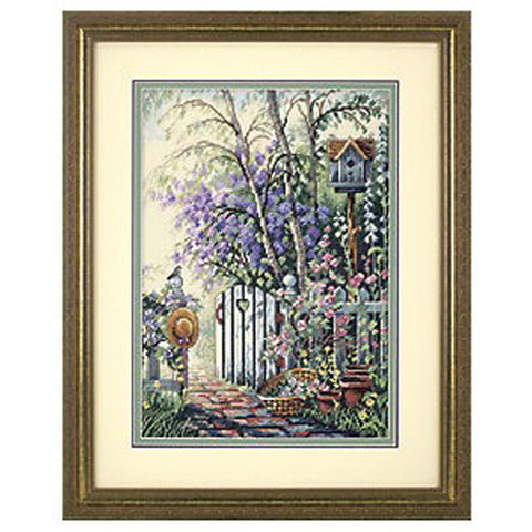 Beautiful Chic Counted Cross Stitch Kit  Sweetheart's Gate Garden Sweetheart Yard Courtyard Flower Bird View  ► Photo 1/4