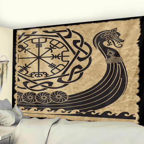 Viking mystical symbol home decoration tapestry psychedelic scene tapestry Bohemian Upholstered Sofa carpet witchcraft yoga mat ► Photo 1/6