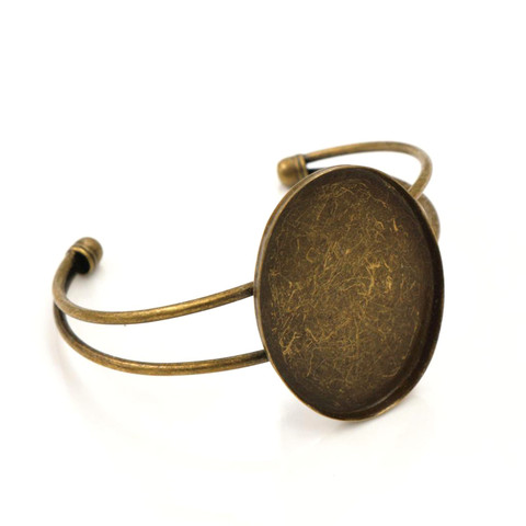 High Quality  30*40mm Bronze Plated Oval Bangle Base Bracelet Blank Findings Tray Bezel Setting Cabochon Cameo  (K2-36) ► Photo 1/1