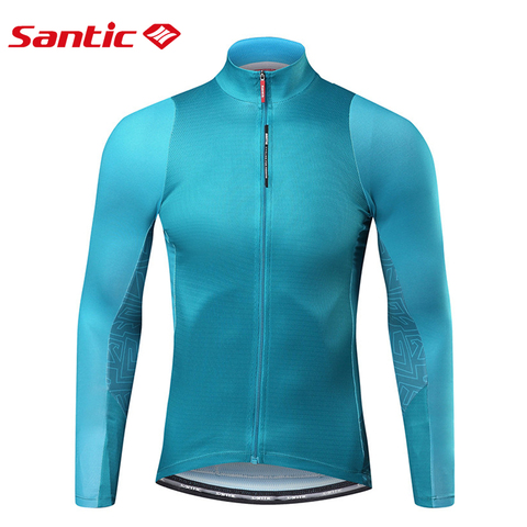 Santic Cycling Jersey Men's Long Sleeve Tops Mountain Bike Shirts Bicycle Jacket with Pockets Sun-protective Sports Clothing ► Photo 1/6
