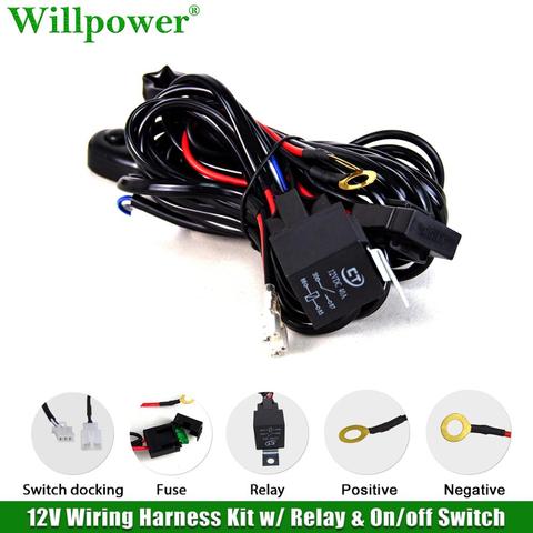 Auto Car 12V 40A LED Work Light Bar Wiring Harness Relay Kit Offroad 4WD Truck 4x4 SUV UTV Driving Fog Light Wire Fuse Switch ► Photo 1/6