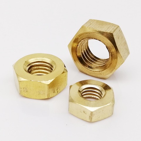 5/10/25/50/100pcs DIN934 M1 M1.2 M1.4 M1.6 M2 M2.5 M3 M4 M5 M6 M8 M10 M12 Solid Brass Copper Hex Nut Hexagon Nut ► Photo 1/6