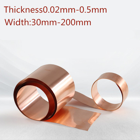 T2 1meter  0.02-0.5mm Thickness Copper Strip Thin Copper Foils Grounding Belt Red Purple Copper Sheets Conductive Roll ► Photo 1/6