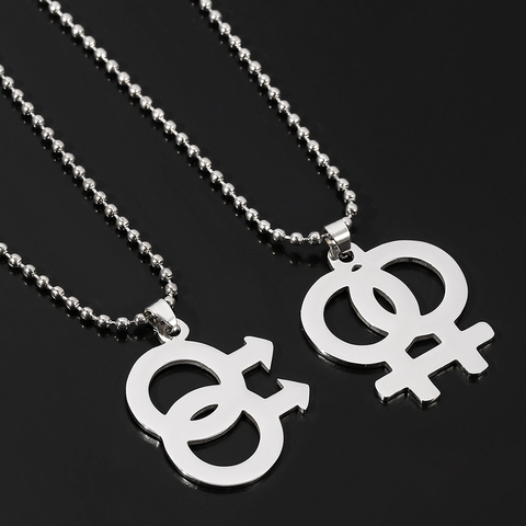 LGBT Gay Pride Necklaces Girl Boy Symbol Necklaces Pendant Stainless Steel Chain Necklace Cool Lesbian Gay Pride Jewelry gift ► Photo 1/6