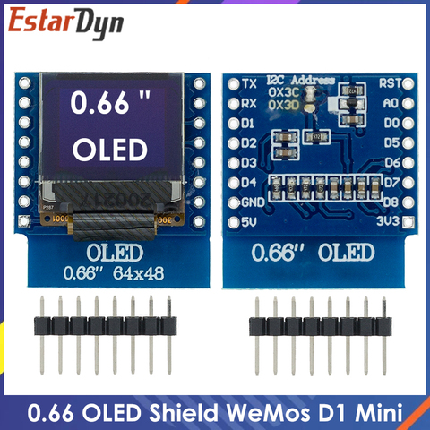 0.66 inch OLED LED LCD Dispaly Shield Compatible  for WEMOS D1 MINI ESP32 64X48 0.66 inch Display 0.66