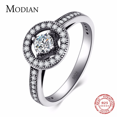 Modian Vintage Clear Cubic Zirconia Rings Classic Design 100% Authentic 925 Sterling Silver Ring For Women Fashion Jewelry ► Photo 1/6