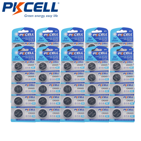 50Pcs/10Pack PKCELL CR2025 3V Lithium Battery DL2025 BR2025 ECR2025 CR 2025 Battery ► Photo 1/6