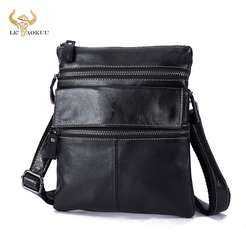 Cowhide Leather Male Design Shoulder Messenger bag Casual fashion Cross-body Bag 9