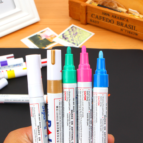 Permanent Marker White Oil-Ink Mark Pens Stationery school & office supplies cd mark marker wood marker pen rock 12 Color ► Photo 1/5