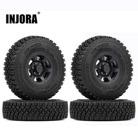 INJORA 4PCS 1.55 Beadlock Plastic Wheel Rim Tires for RC Crawler Car Axial AX90069 D90 TF2 Tamiya CC01 LC70 MST JIMNY ► Photo 1/6