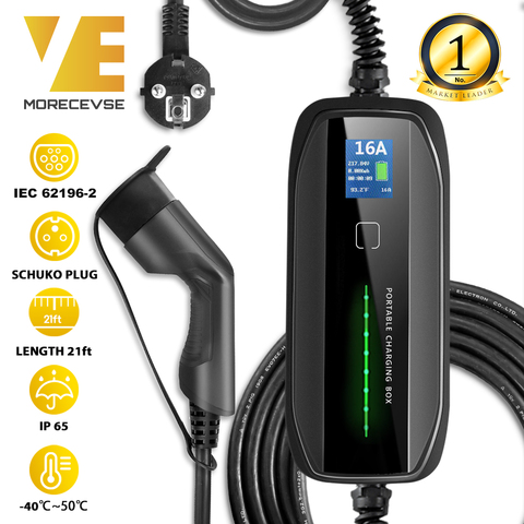Morec Type 2 Portable EV Charging Box Cable Switchable 10/16A Schuko Plug  Electric Vehicle Car Charger EVSE 2.2/3.6KW - Price history & Review, AliExpress Seller - MORECEVSE Official Store