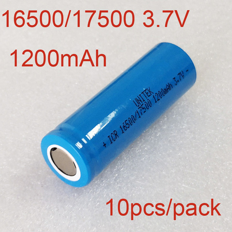 US 10PCS 1200mAh 3.7V 16500 lithium ion rechargeable battery 17500 li-ion cell baterias pilas for led flashlight digital device ► Photo 1/3