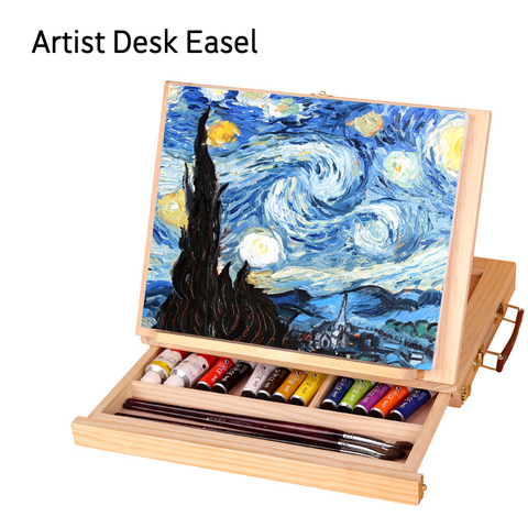 Wooden Easel Painting Easel Artist Desk Easel Portable Miniature Desk Folding Easel Table Box Oil Paint Accessories Art Supplies ► Photo 1/6
