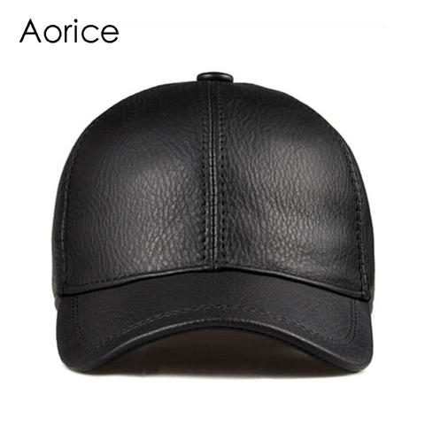 Aorice Fashion Simple Genuine Leather Baseball Cap Hat Men Winter Warm Brand New Cow Skin Women Newsboy Caps Sport Hats HL171-F ► Photo 1/6