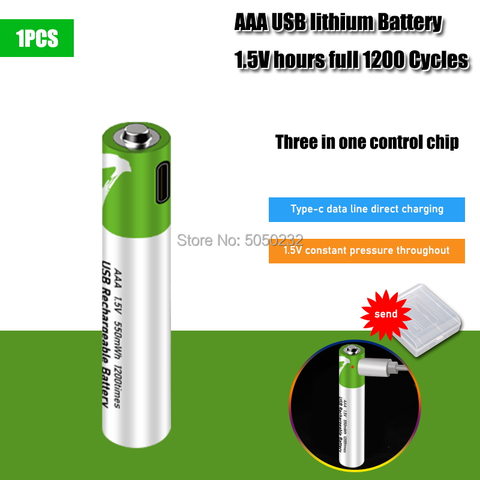 1.5V Mirco USB Rechargeable Battery 550mwh  AAA Toys Remote controller batteries Lithium Polymer Battery + Battery storage Box ► Photo 1/6