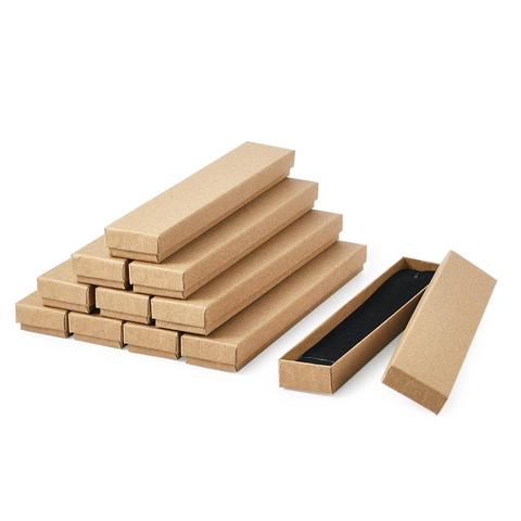 pandahall 12pcs Cardboard Jewelry Box for Necklace Bracelets Rectangle Tan Black Sienna FireBrick SteelBlue OliveDrab 21x4x2cm ► Photo 1/6