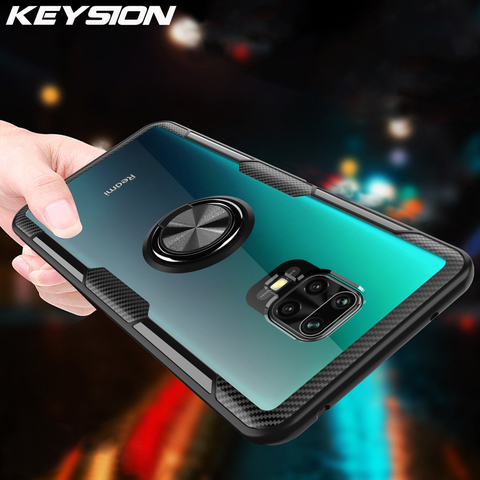 KEYSION Shockproof Case for Redmi Note 9S 9 Pro Max 8 T K30 X2 Clear Magnetic Ring Phone back Cover for Xiaomi Mi 10 Pro Note 10 ► Photo 1/6