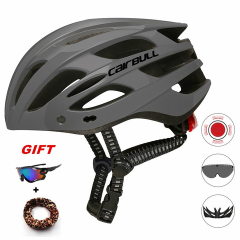 HOT Ultralight Cycling Helmet With Removable Visor Goggles Bicycle Taillight Intergrally-molded Mountain Road Bike MTB Helmets ► Photo 1/6