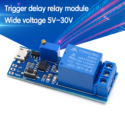 Smart Electronics 5V-30V Micro USB Power Adjustable Delay Relay Timer Control Module Trigger Delay Switch ► Photo 1/6
