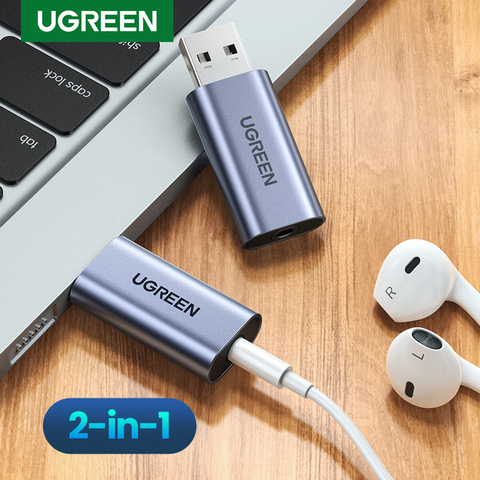 Ugreen Sound Card 2-in-1 USB Audio Interface External 3.5mm Audio Adapter Soundcard for Laptop PS4 Headset USB Sound Card ► Photo 1/6