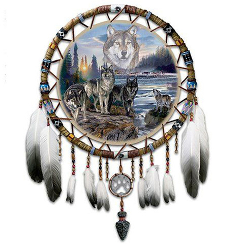 Full square Diamond Painting wolf dream catchers Cross Stitch 5D