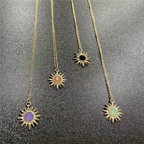 Gilry Casual Gold MultiColor Colorful Stone Shiny Star Pendant Necklace Bijoux Collier Elegant Women Jewelry Gifts Dropshipping ► Photo 1/6