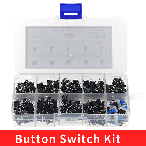 180PCS 10 Type 6*6 Light Micro Touch Switch Set Push Button Switch Kit Assortment Set DIY Tool Accessories 6x6 Keys Tact ON/OFF ► Photo 1/1