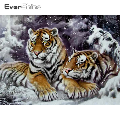 Evershine Diamond Painting Animals With Square Rhinestones Diamond Embroidery Tiger Winter Cross Stitch Mosaic Home Decoration ► Photo 1/6