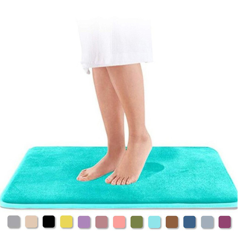 Home Bath Mat Non-slip Bathroom Carpet Soft Coral Fleece Memory Foam Rug Mat Kitchen Toilet Floor Decor Washable 8 colors ► Photo 1/6