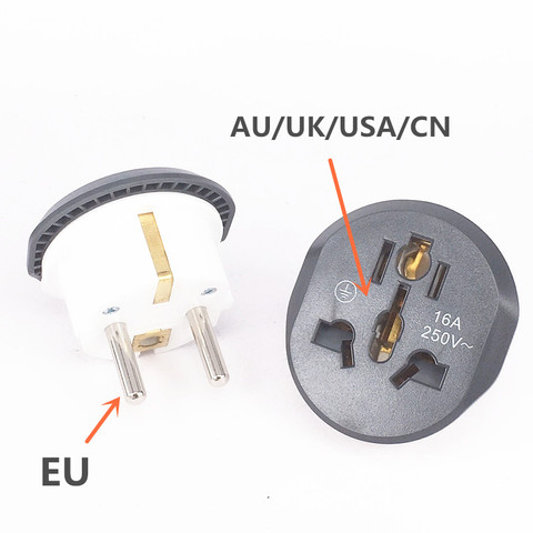 Universal EU KR Plug Adapter AC 250V 16A EU Converter 2 Round Pin Socket Suitable For US UA UK To EU Plug For Traveling ► Photo 1/6