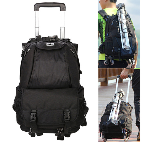 Large Capacity Space Trolley Photo DSLR Case Camera Waterproof w/ Rain Cover Nylon Bag Shoulders Backpack Removable Trolley ► Photo 1/6