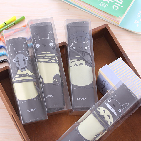 4 styles Cute Cartoon Totoro Anime Action Figure Printed PU Roll Toy Case Creative Long Pen Pencil Stationery Bag School Supply ► Photo 1/6