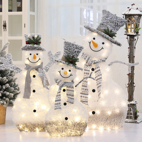 Christmas wrought iron flocking lights snowman counter decoration shopping mall supermarket holiday scene decorations  navidad ► Photo 1/6