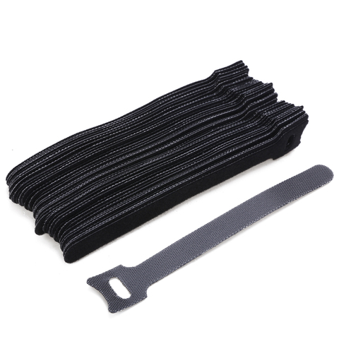 Mayitr 50Pcs 1.2X15CM Reusable Cable Nylon Strap Black Cable Cord Hook and Loop Ties Tidy Organiser for Cable Winder ► Photo 1/6