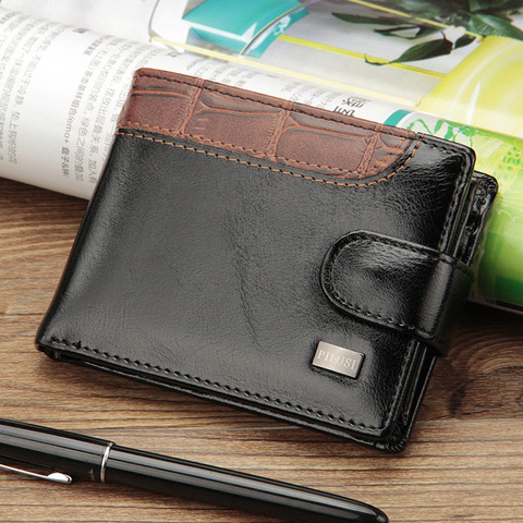 2022 New Patchwork Leather Men Wallets Short Male Purse with Coin Pocket Card Holder Brand Trifold Wallet Men Clutch Money Bag ► Photo 1/6