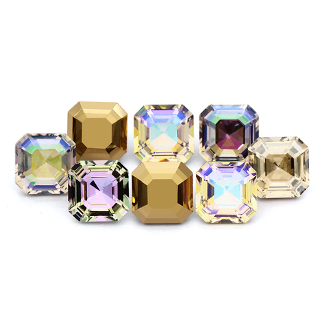 Sparkling Golden Square Octagon Crystal Rhinestones for Clothes Jewelry Decoration DIY K9 Glass Strass Pointback Lovely Beads ► Photo 1/6