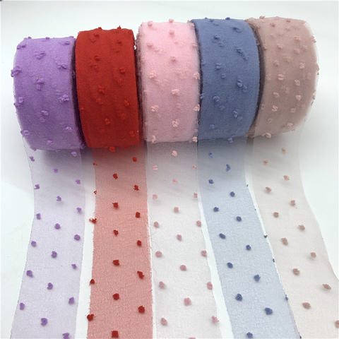 3yards/Lot 40mm Lace Ribbon Velvet Dots Organza Ribbon For Bow Wedding Christmas Decoration DIY Sewing Fabric ► Photo 1/6