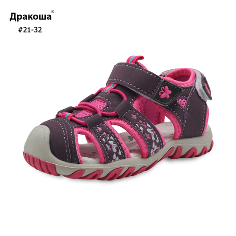 Apakowa Girls Beach Sandals Cutout Summer Kids Children's Shoes Toddler Sandals Closed Toe Prevention Little Kids Shoes ► Photo 1/1