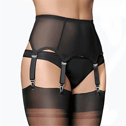 Sexy Women Mesh Garter Belt Stockings 6 Metal Buckles Straps Suspender Elastic Belt Garters Night Club Femme Underwear ► Photo 1/5