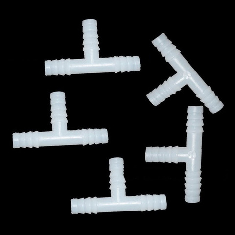 10pcs 8mm Aquarium Plastic Connectors Tee Straight T-shaped 3 Way Connector for Water Air Pump Fish Tank Accessory ► Photo 1/6