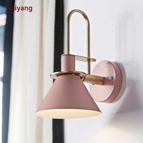 Creative Nordic Macaron horn wall lamp bar restaurant living room bedroom bedside corridor sconce lamp 85-265V ► Photo 1/6