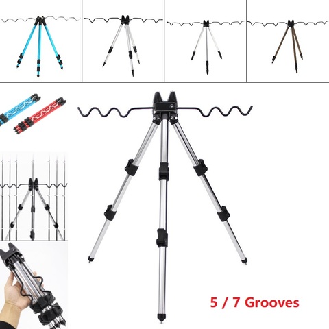 Aluminum Alloy Telescopic 5 / 7 Groove Fishing Rods Holder Portable Collapsible Tripod Stand Sea Fishing Pole Bracket ► Photo 1/6
