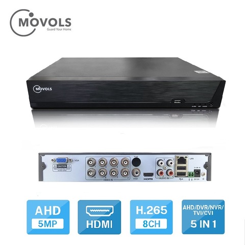 Movols 8CH 5MP H.265 AHD 5 IN1 DVR Digital Video Recorder for CCTV HDMI Video Output Support Analog AHD Camera ► Photo 1/5