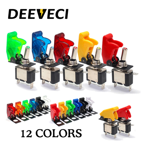 12 colors 12V 20A Auto Car Boat Truck Rocker Switch Led Illuminated  Toggle Switch With Safety Aircraft Flip-Up Cover Guard ► Photo 1/6