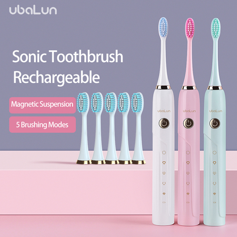 UBALUN Electric Toothbrush Magnetic Suspension Sonic Toothbrush Rechargeable Ultrasonic Electric Tooth Brush 5 8 Attachments ► Photo 1/6